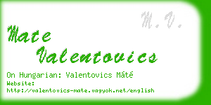 mate valentovics business card